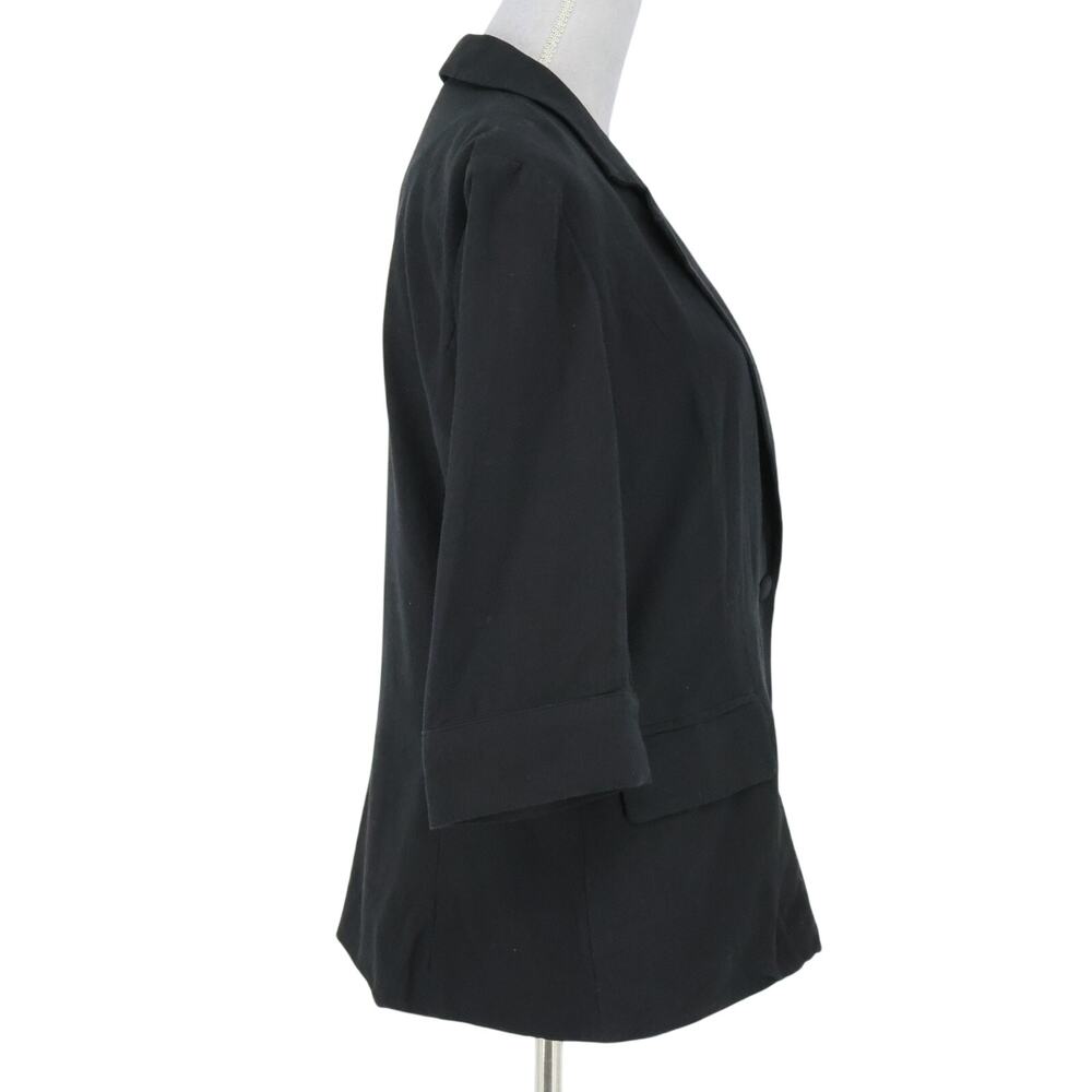 Mina Self Jacket Womens Large Black Linen Blend Lined Blazer 3/4 Sleeve Career - Picture 5 of 16